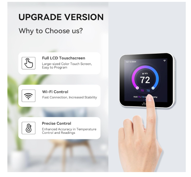 vine Smart Thermostat Larger Color Screen Thermostats for Home